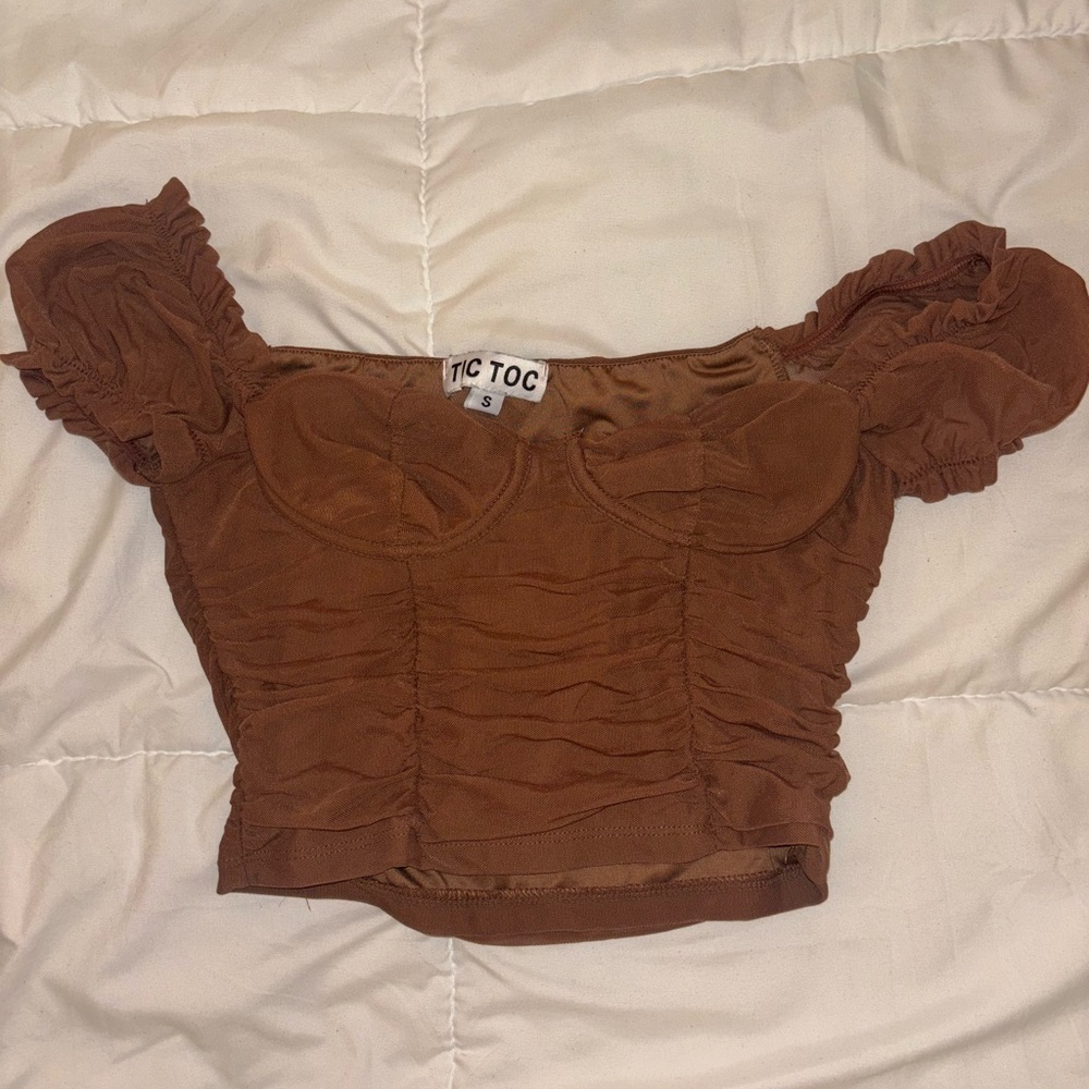 Brown Ruched Top